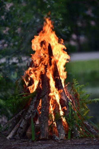 Bonfire at the midsummer festival in Latvia